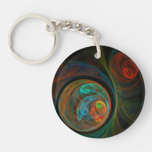 Rebirth Blue Abstract Art Key Ring