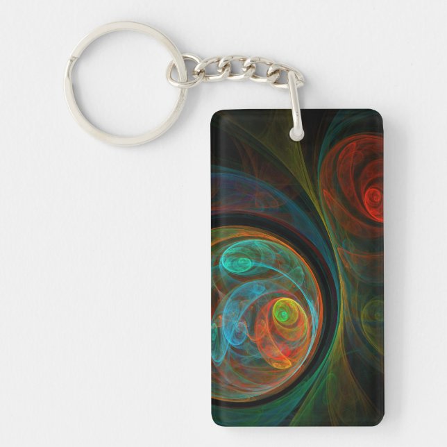 Rebirth Blue Abstract Art Key Ring (Front)