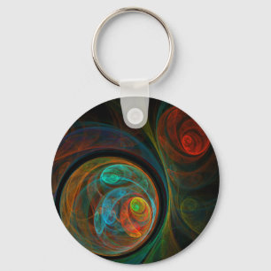 Rebirth Blue Abstract Art Keychain