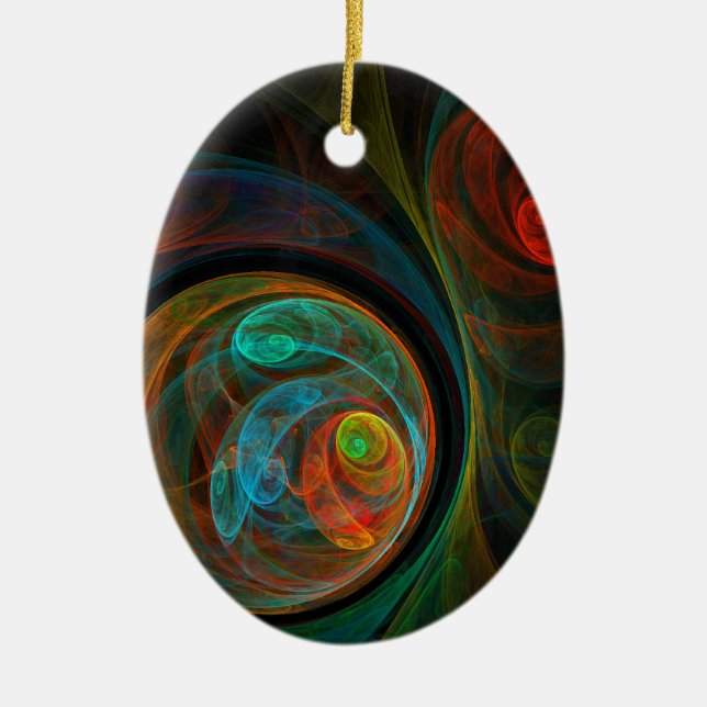 Rebirth Blue Abstract Art Oval Ornament (Front)