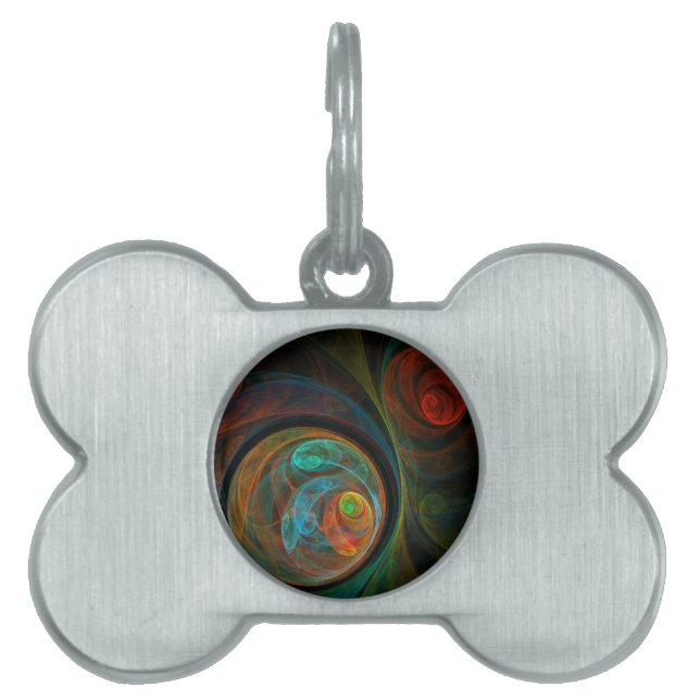 Rebirth Blue Abstract Art Pet Tag (Front)