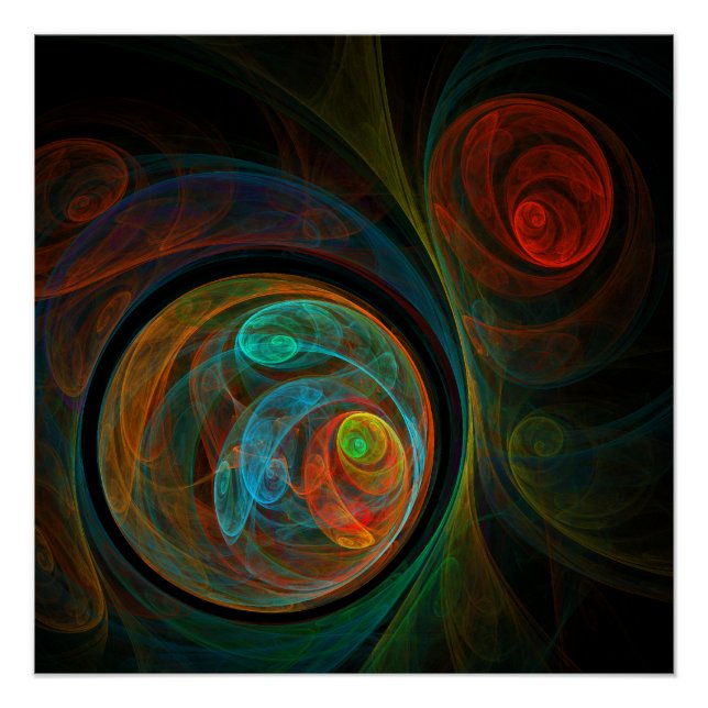 Rebirth Blue Abstract Art Poster (Front)