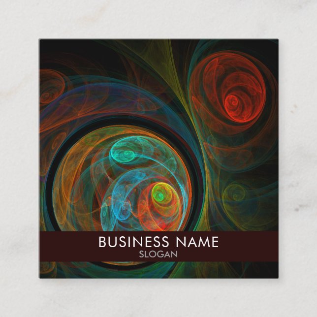 Rebirth Blue Abstract Art Professional Square Business Card (Front)