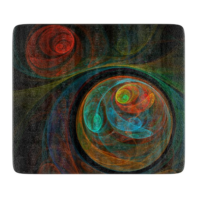 Rebirth Blue Abstract Art Rectangle Cutting Board (Front)