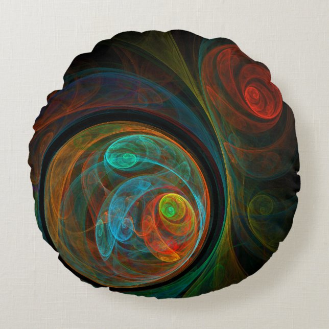 Rebirth Blue Abstract Art Round Pillow (Front)
