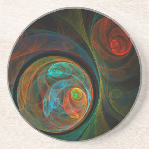 Rebirth Blue Abstract Art Sandstone Coaster