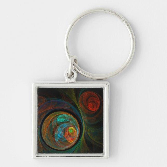 Rebirth Blue Abstract Art Small Key Ring (Front)