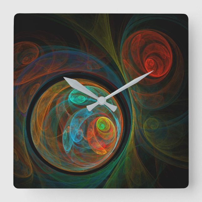 Rebirth Blue Abstract Art Square Square Wall Clock (Front)