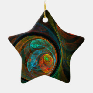 Rebirth Blue Abstract Art Star Ornament