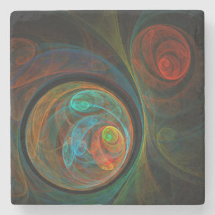 Rebirth Blue Abstract Art Stone Coaster