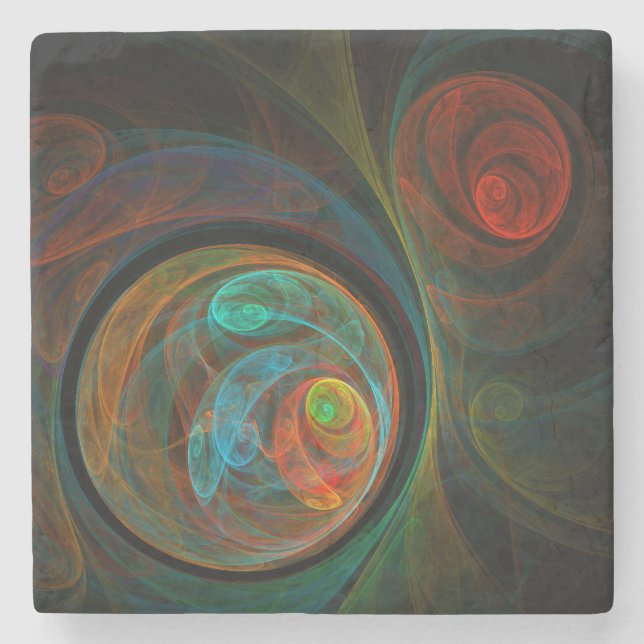 Rebirth Blue Abstract Art Stone Coaster (Front)