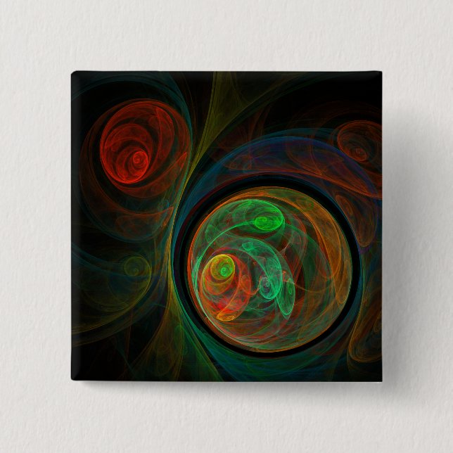 Rebirth Green Abstract Art Button (square) (Front)