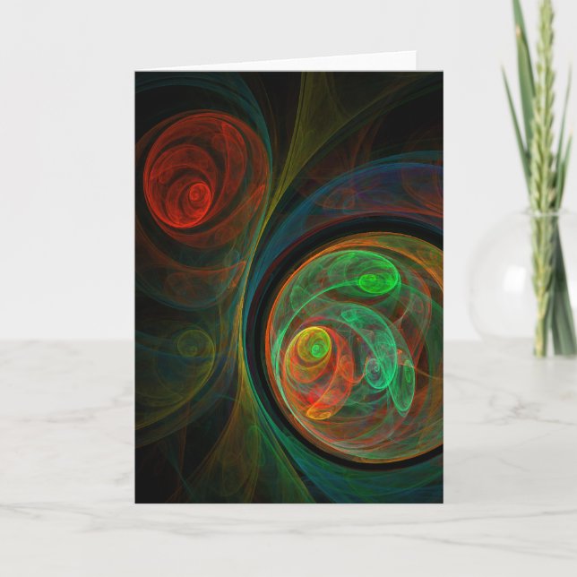 Rebirth Green Abstract Art Greeting Card (Front)