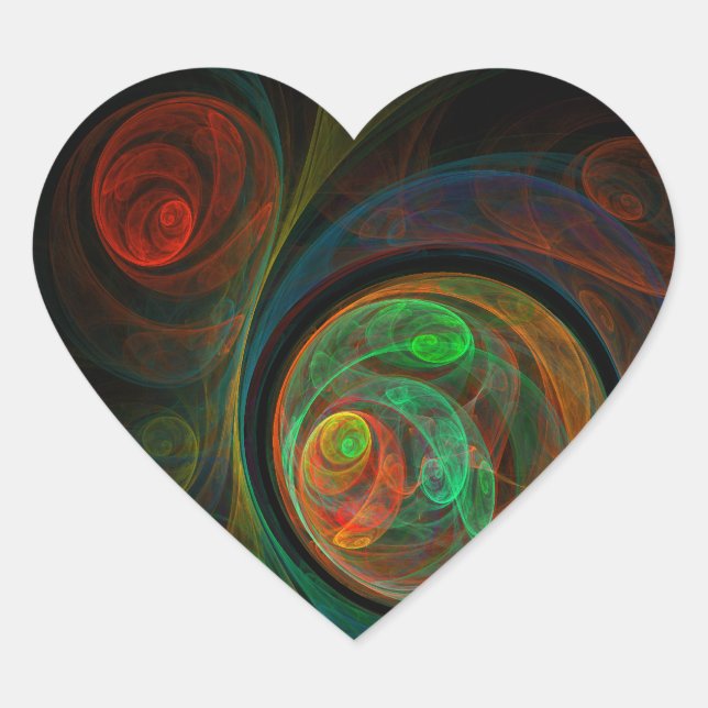 Rebirth Green Abstract Art Heart Sticker (Front)