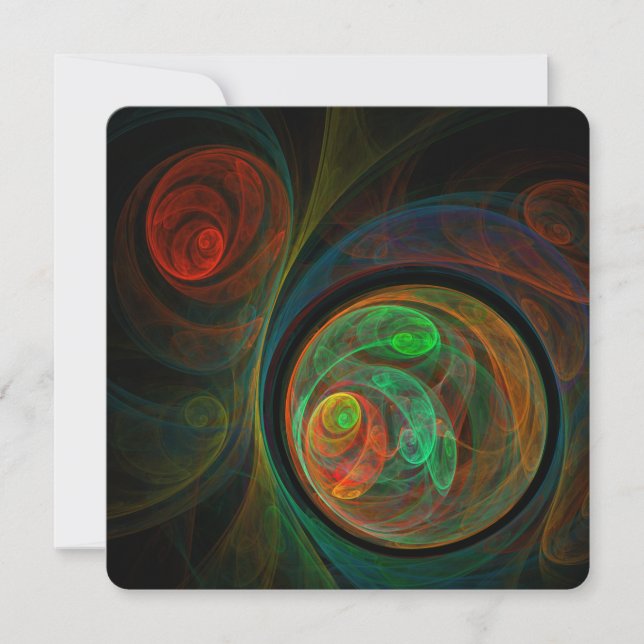 Rebirth Green Abstract Art Invitation (Front)