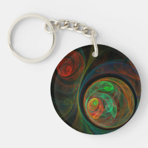 Rebirth Green Abstract Art Key Ring