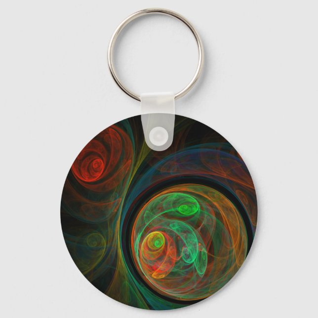 Rebirth Green Abstract Art Keychain (Front)