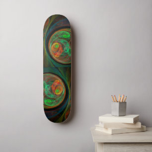 Rebirth Green Abstract Art Skateboard
