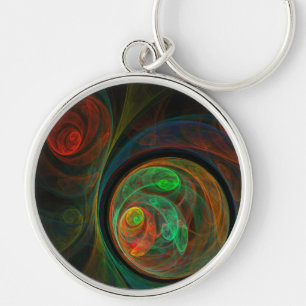 Rebirth Green Abstract Art Small Key Ring