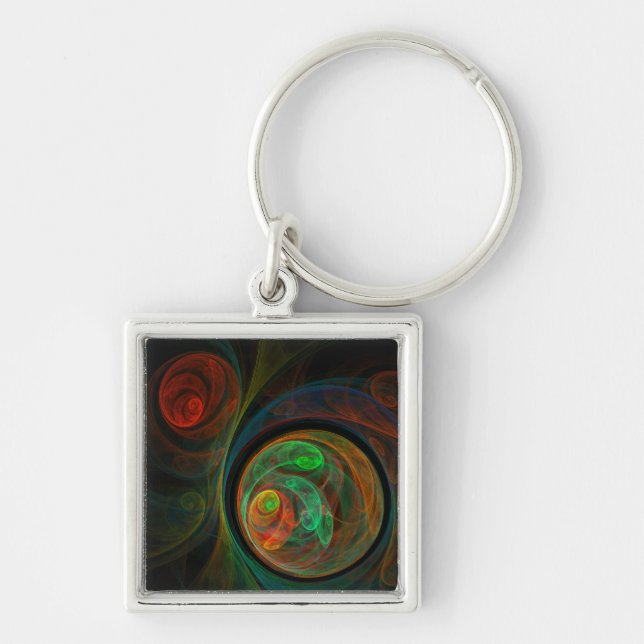 Rebirth Green Abstract Art Small Key Ring (Front)