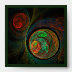 Rebirth Green Abstract Art Square Envelope