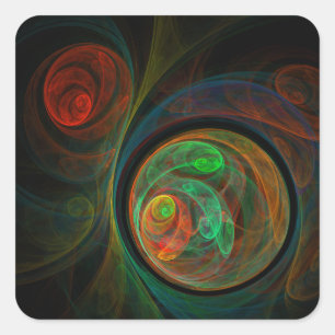 Rebirth Green Abstract Art Square Sticker