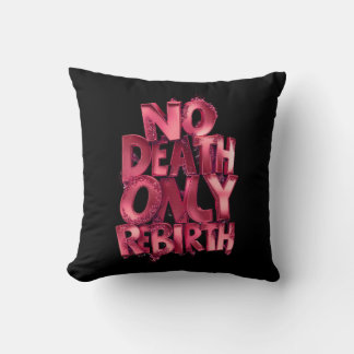 “Rebirth in Bloom – Black & Pink Throw Pillow” Cushion