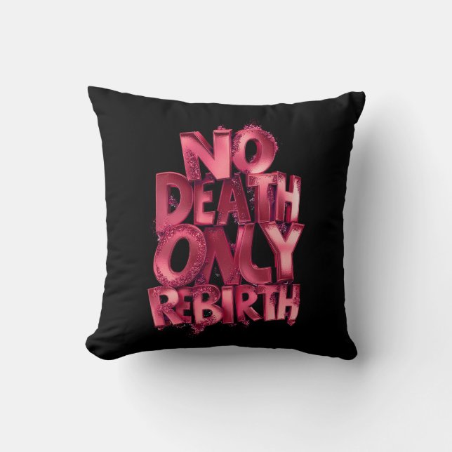“Rebirth in Bloom – Black & Pink Throw Pillow” Cushion (Front)