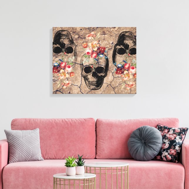 Rebirth - Skulls Blossoming from Dust  Canvas Print (Insitu(LivingRoom))