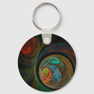 Rebirth Spiral Modern Cosmic Abstract Art Key Ring