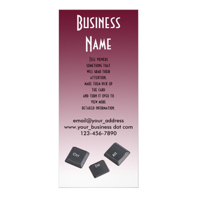 Reboot Computer Keys Photo Template Rack Card (Front)