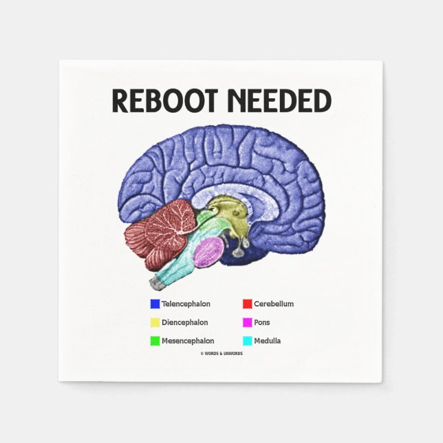 Reboot Needed Brain Anatomy Geek Humour Napkin (Front)