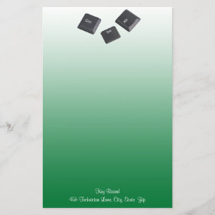 Reboot Personal Computer Keys Over Green Custom Stationery