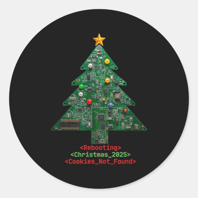 Rebooting The Holidays It Tech Suprt Computer Geek Classic Round Sticker (Front)