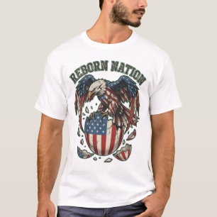 Reborn Nation American Eagle US Flag Patriotic Art T-Shirt