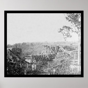 Rebuilding Railroad Bridge Over Cedar Run, VA 1863 Poster