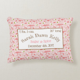 Rec Pillow Pink Foxes Baby Birth Info Customise