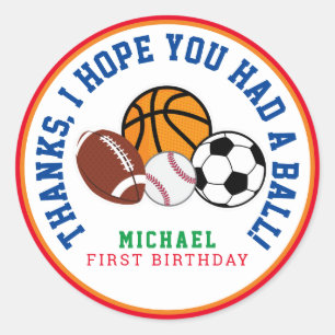 Rec Sport All Star Party Thank You Favor Tag