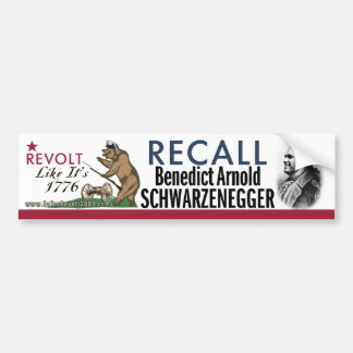Recall Benedict Arnold-1776 Revolt Bumper Sticker