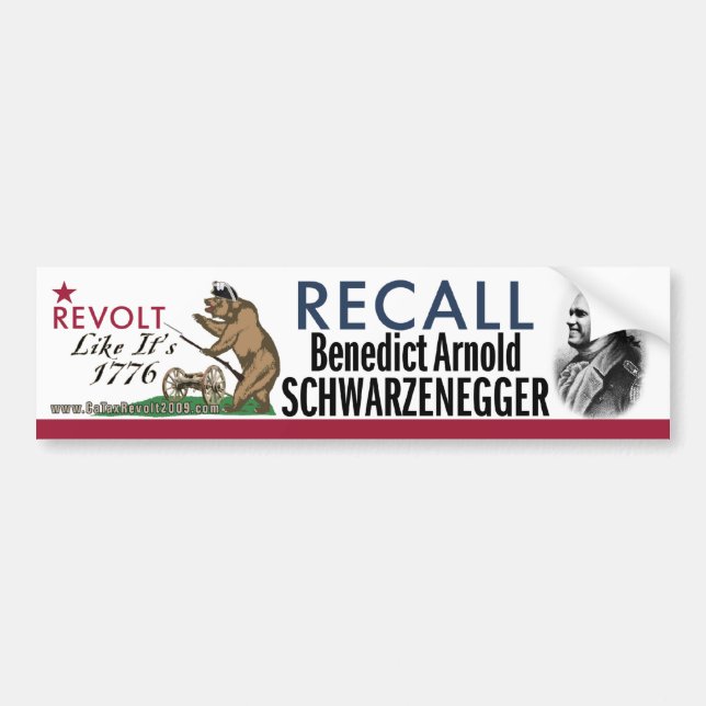 Recall Benedict Arnold-1776 Revolt Bumper Sticker (Front)
