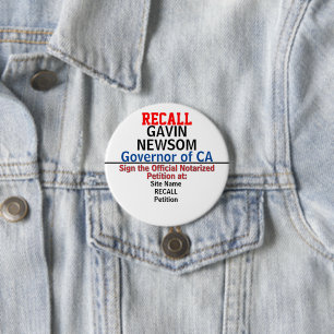 Recall CA Gov. Gavin Newsom or Any State 7.5 Cm Round Badge