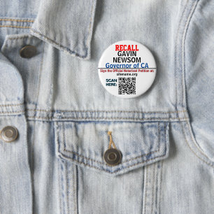 Recall CA Gov. Newsom or Anyone INSERT QR CODE 6 Cm Round Badge