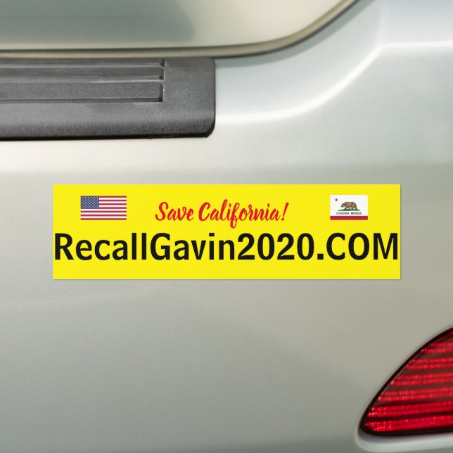 Recall Gavin Newsom 2020 Bumper Sticker (On Car)