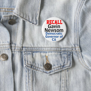 Recall Gavin Newsom CA Democrat Gov. EDIT 6 Cm Round Badge