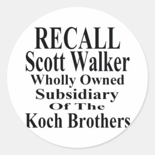 Recall Governor Scott Walker Corporate Minion Classic Round Sticker