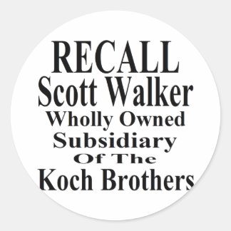 Recall Governor Scott Walker Corporate Minion Classic Round Sticker