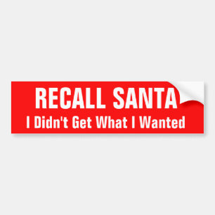 Recall Santa Bumper Sticker