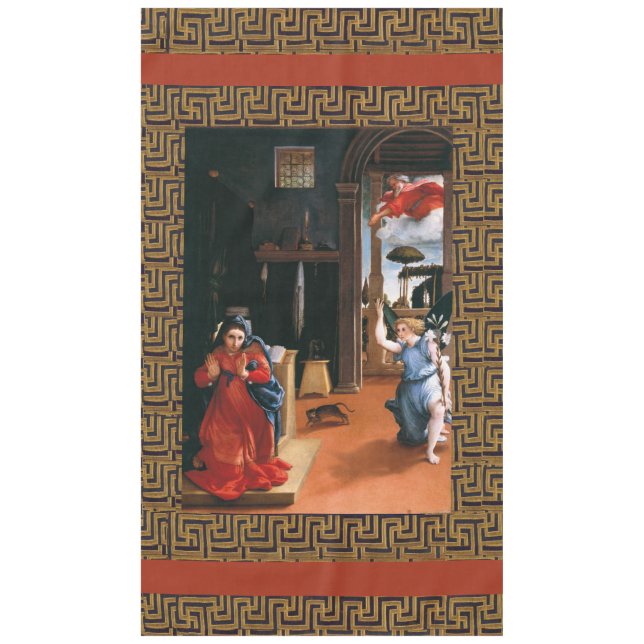 RECANATI ANNUNCIATION by Lorenzo Lotto  Long Table Tablecloth (Front)