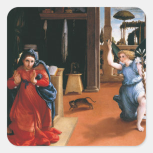 RECANATI ANNUNCIATION by Lorenzo Lotto Square Sticker