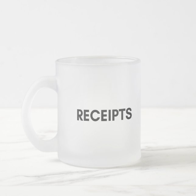 receipts frosted glass coffee mug (Left)